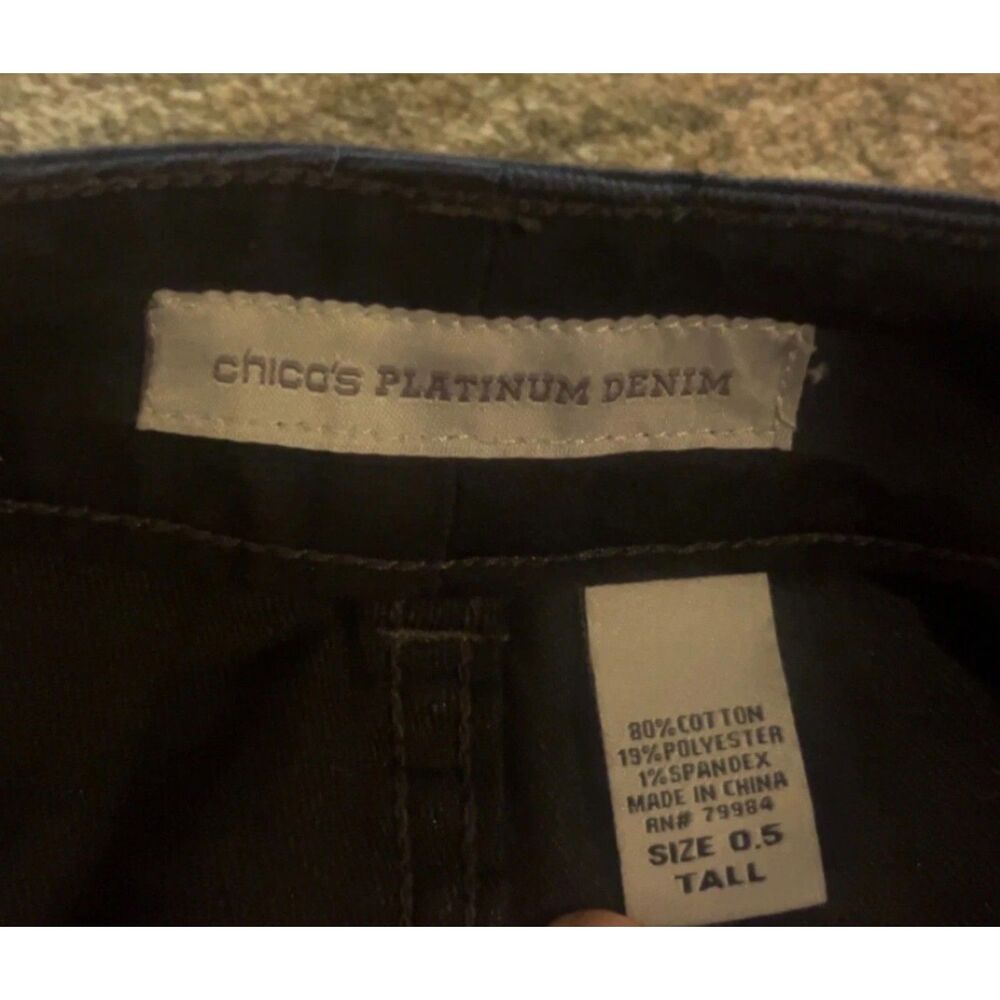 Chicos Platinum Womens Black Denim Jeans Size 0.5 Tall